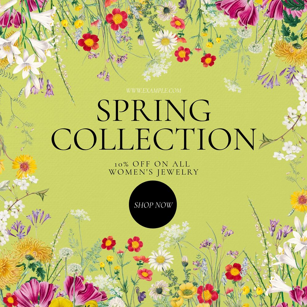 Spring collection Instagram post template, editable text