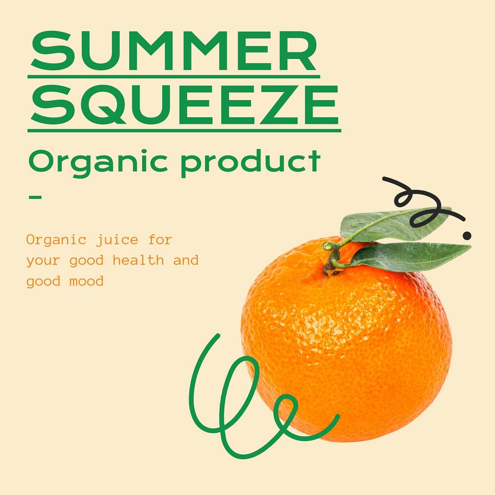 Organic juice Instagram post template, editable design