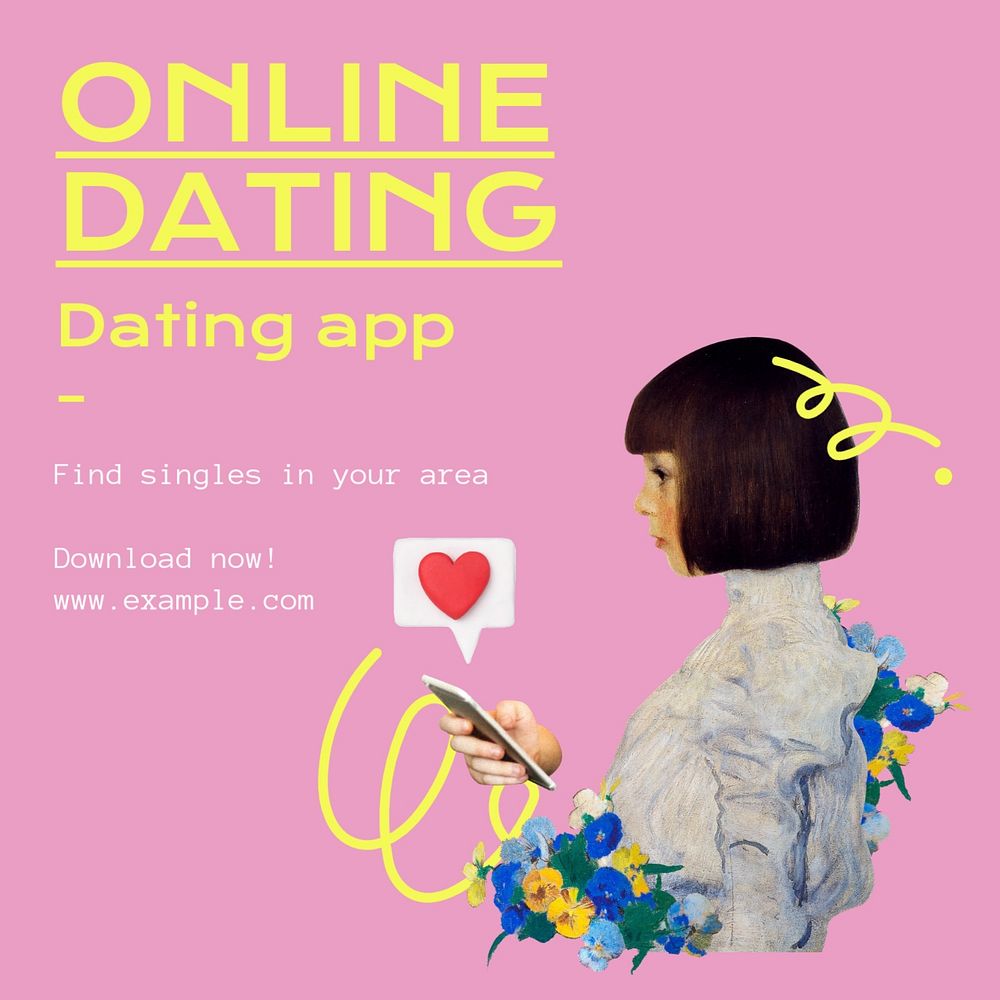 Online dating Instagram post template, editable design