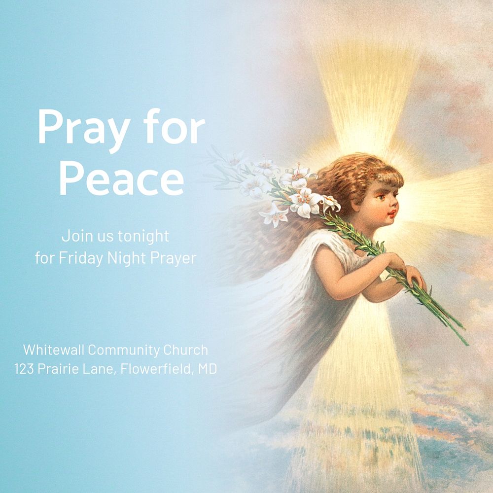 Pray for peace Instagram post template, editable text