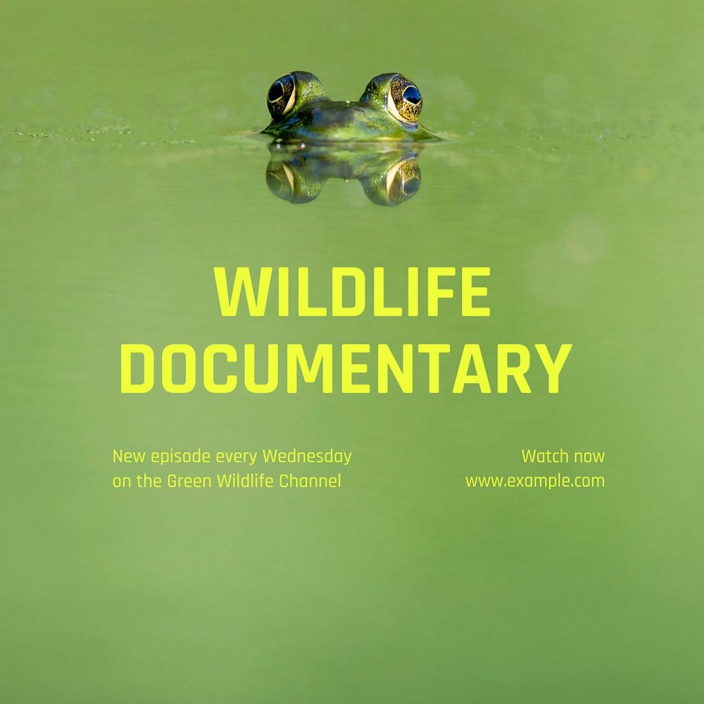 Wildlife documentary Instagram post template, editable text