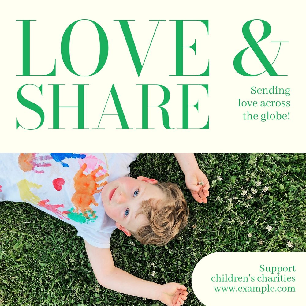 Children charities Instagram post template, editable text