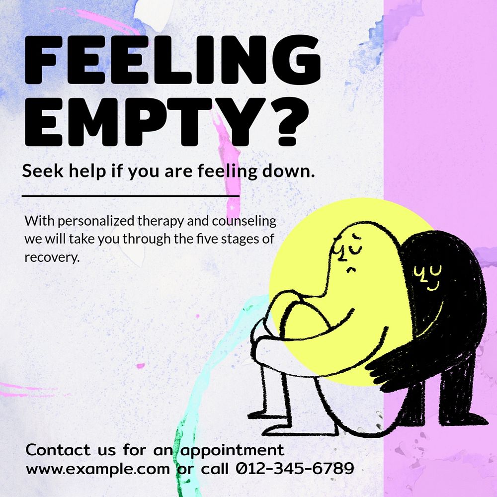 Feeling empty Instagram post template, editable text