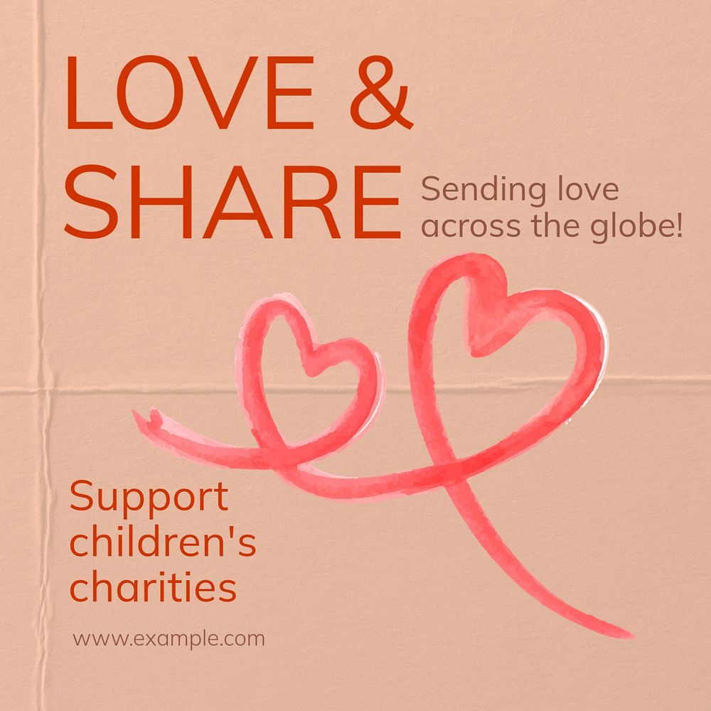 Children charities Instagram post template, editable text 