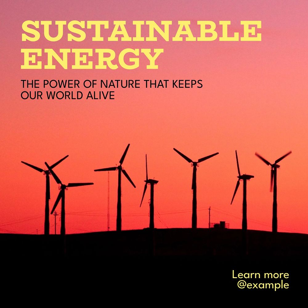 Sustainable energy Instagram post template, editable design