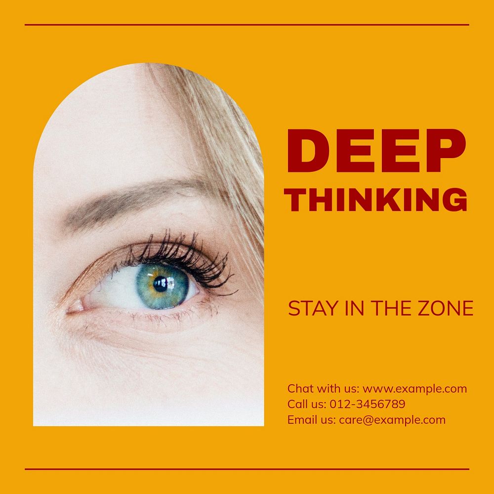 Deep thinking Instagram post template, editable design