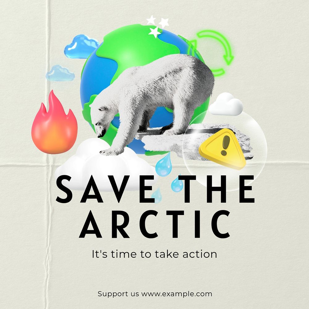 Save the Arctic environment template, editable design