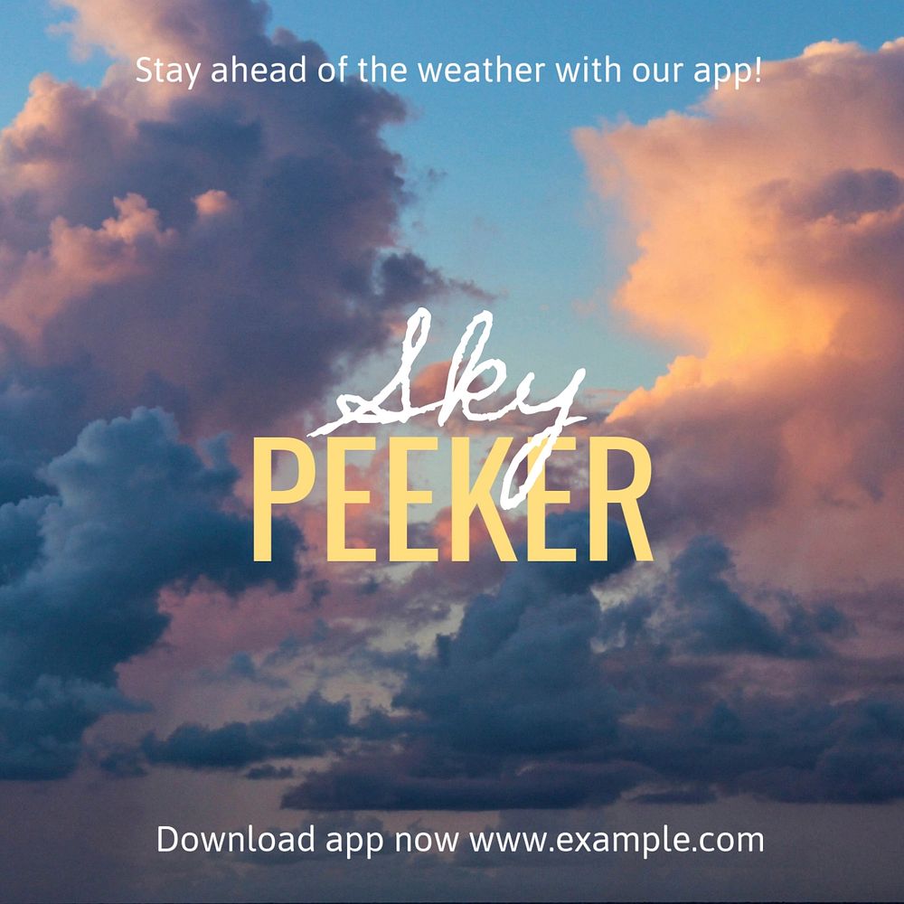 Sky peeker Instagram post template, editable design