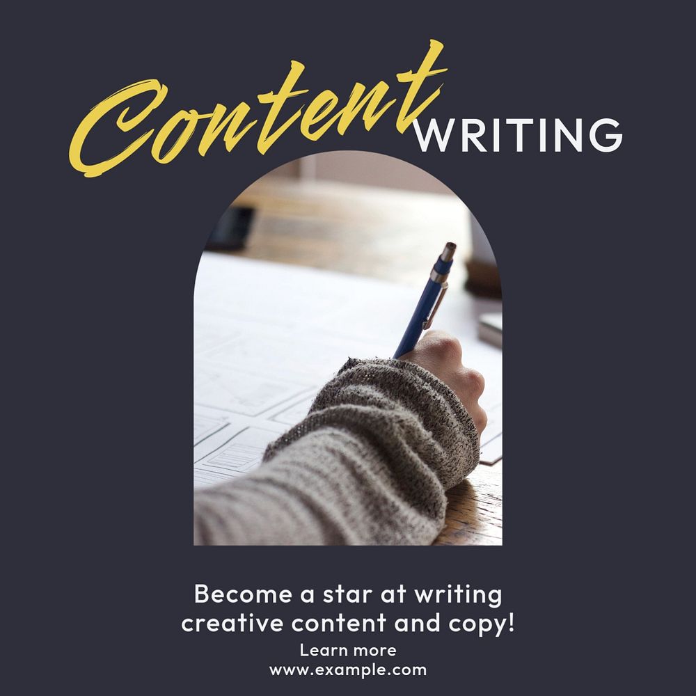 Content writing Facebook post template, editable design 