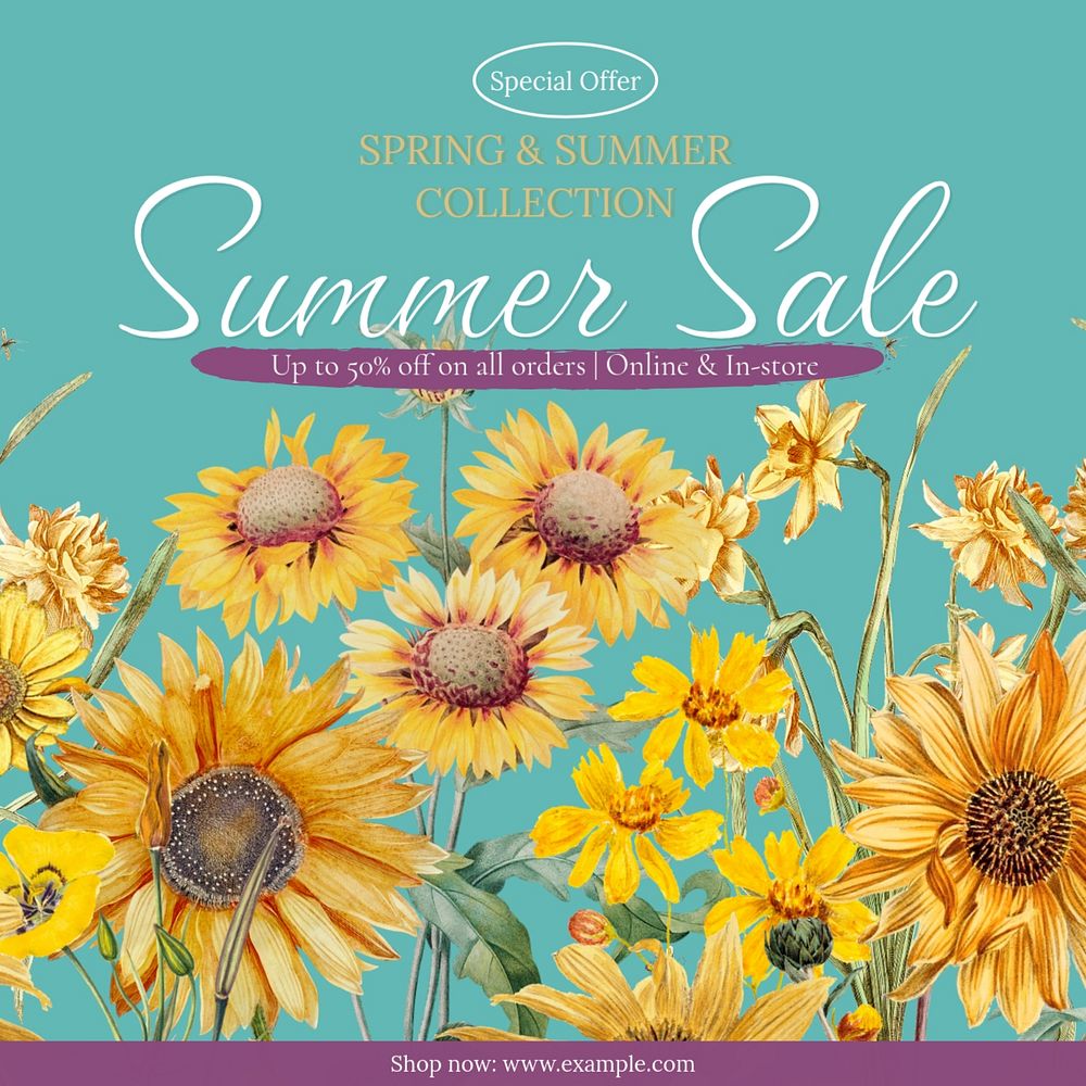 Summer sale Facebook post template, editable design