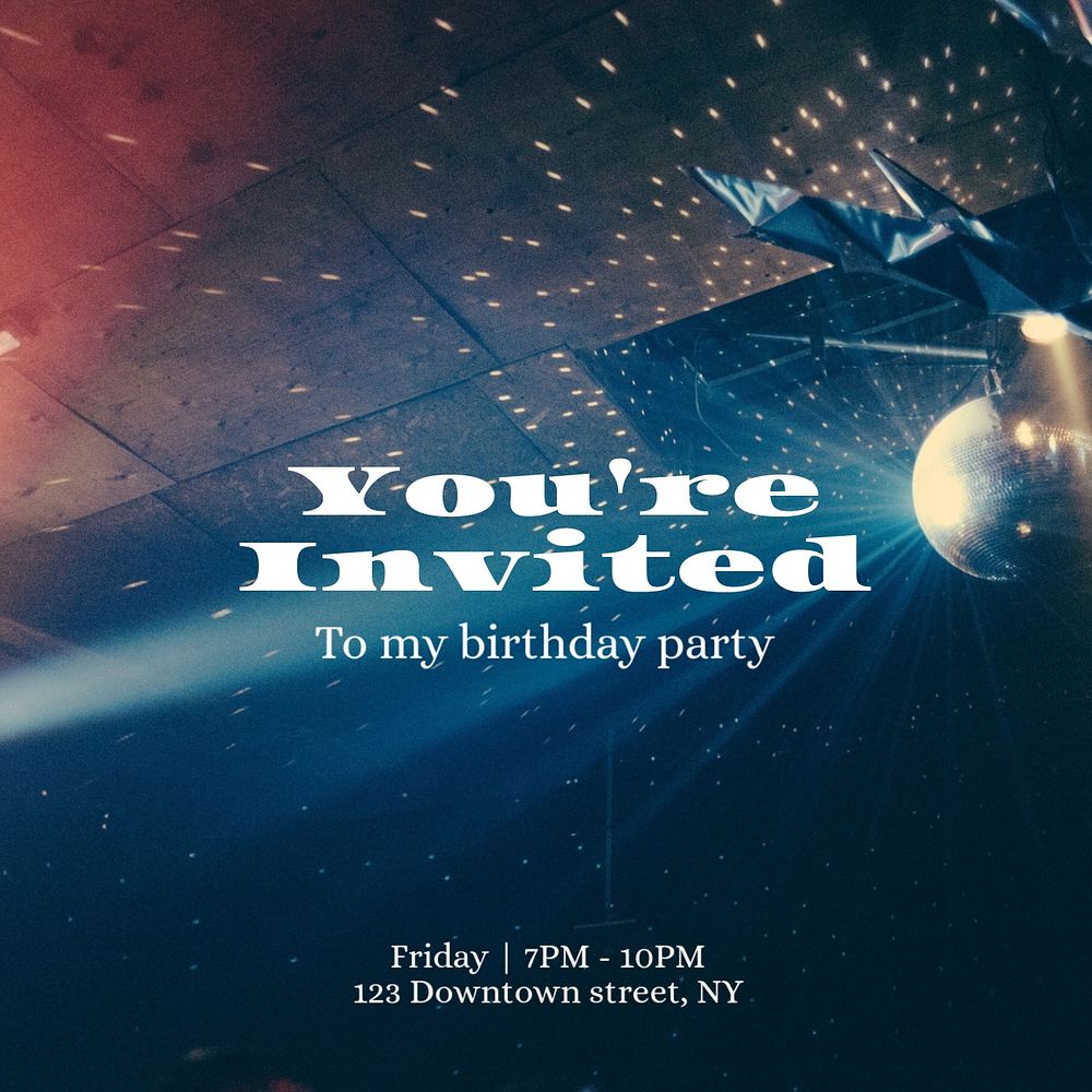 Birthday party Instagram post template, editable text