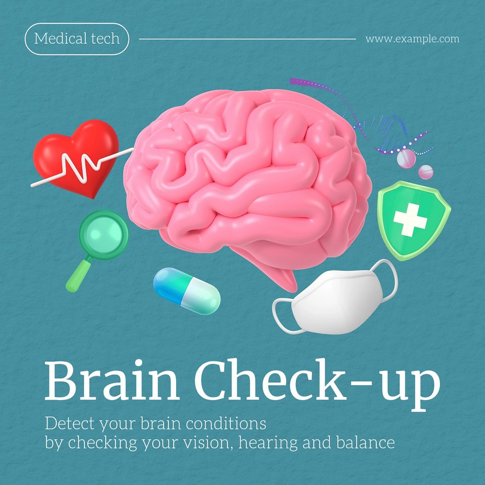 Brain check-up Facebook post template, editable design