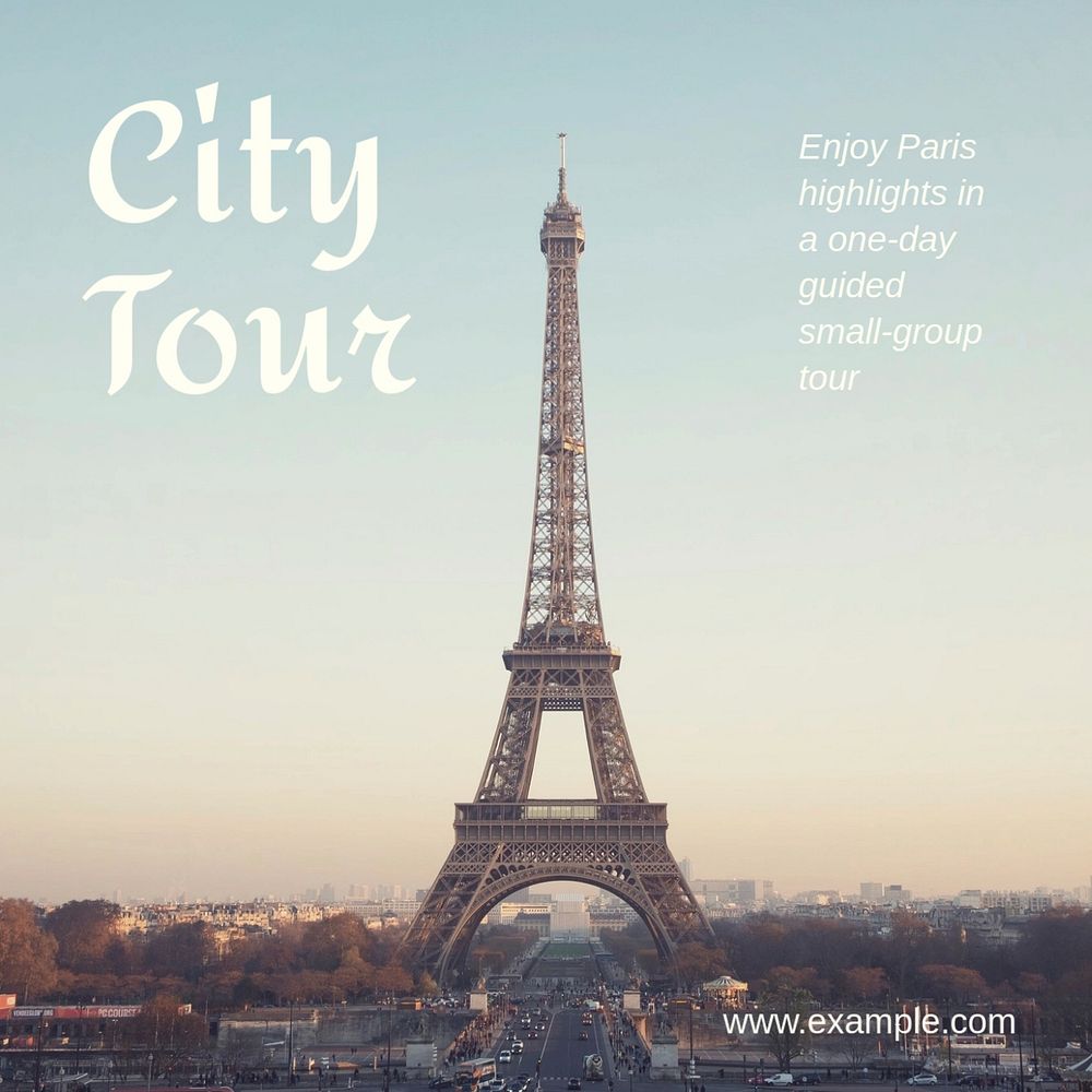 City tour Instagram post template, editable design