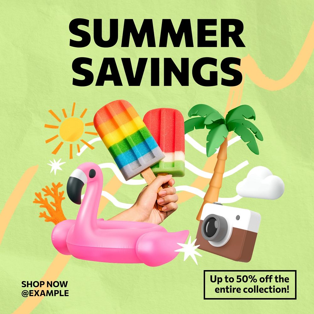 Summer sales Instagram post template, editable design