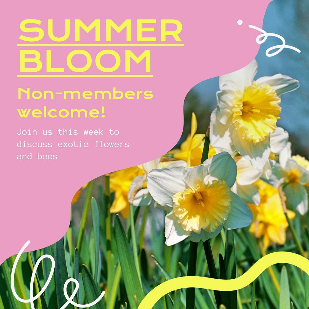 Summer bloom Facebook post template, editable design