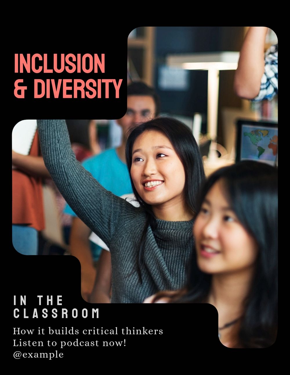 Classroom diversity flyer template, editable text