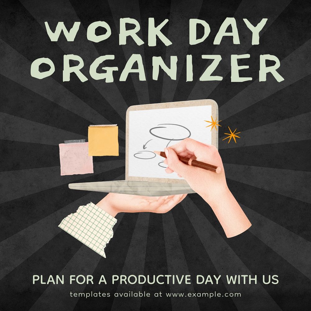 Work day organizer Instagram post template, editable design