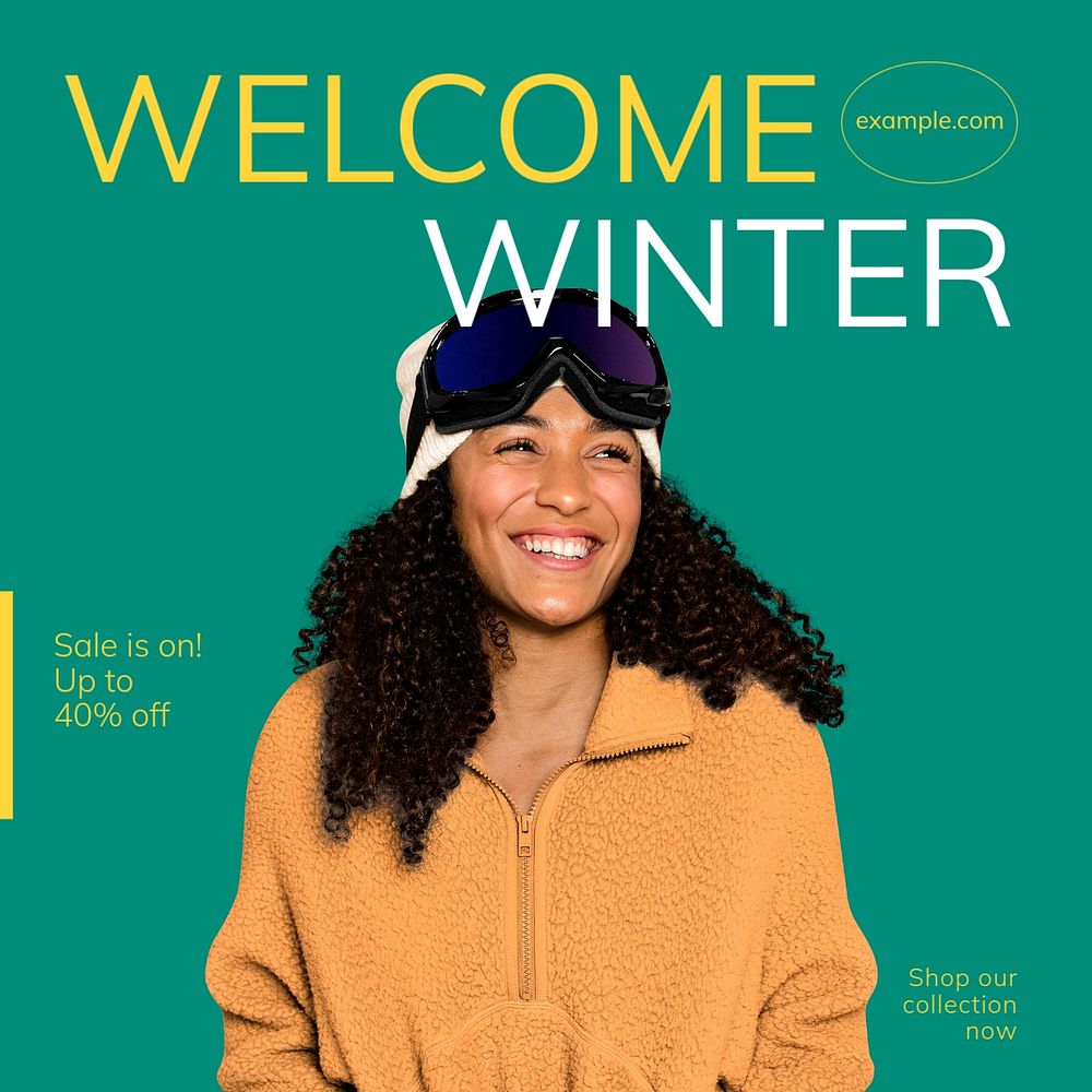 Welcome winter sale Instagram post template, editable design