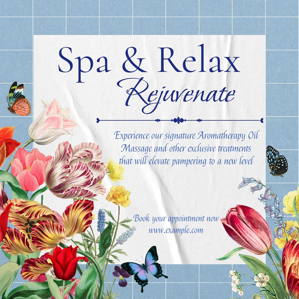 Floral spa Facebook post template, editable design