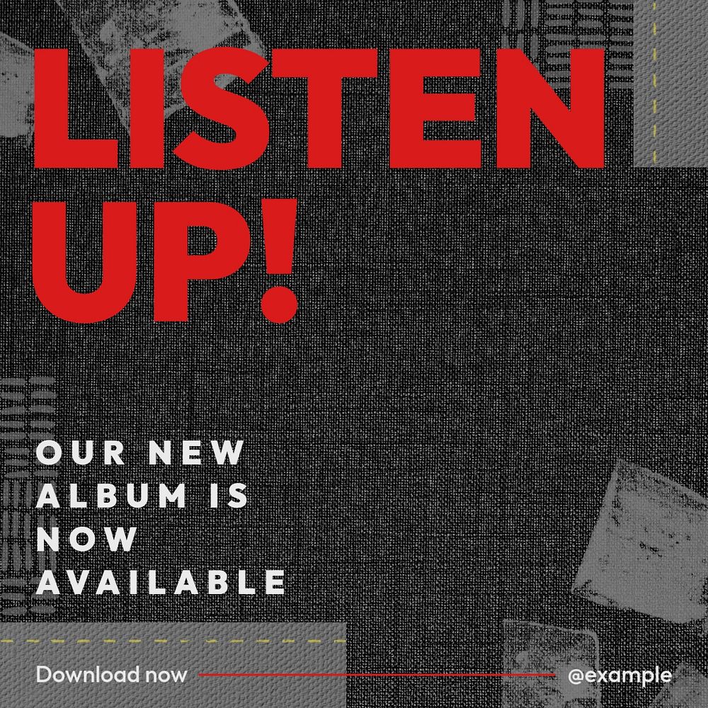 Listen up Instagram post template, editable text