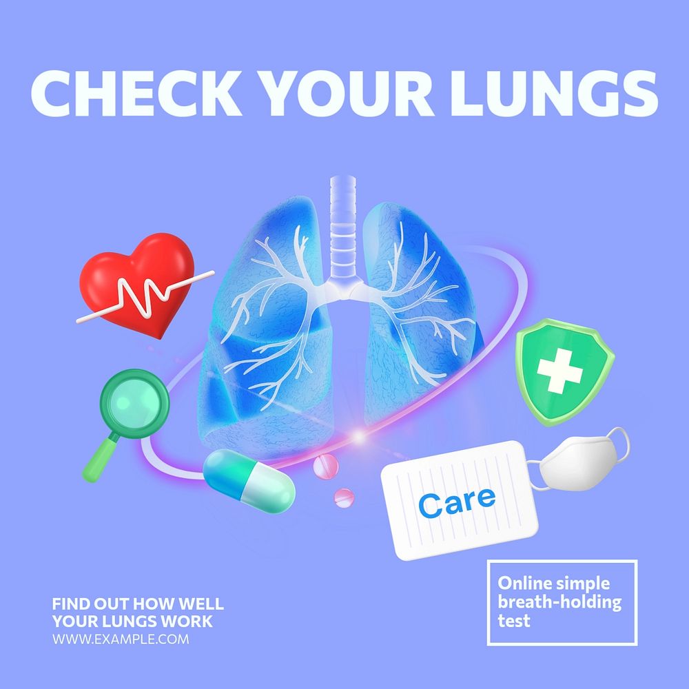 Lungs check-up Instagram post template, editable design