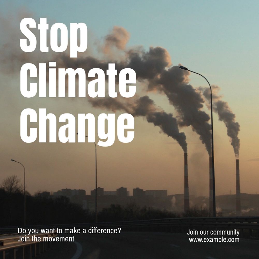 Stop climate change Instagram post template, editable text