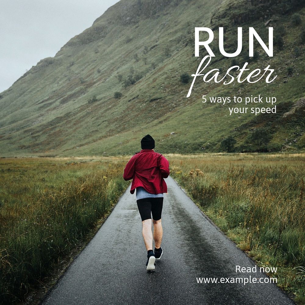 Run faster Instagram post template, editable text