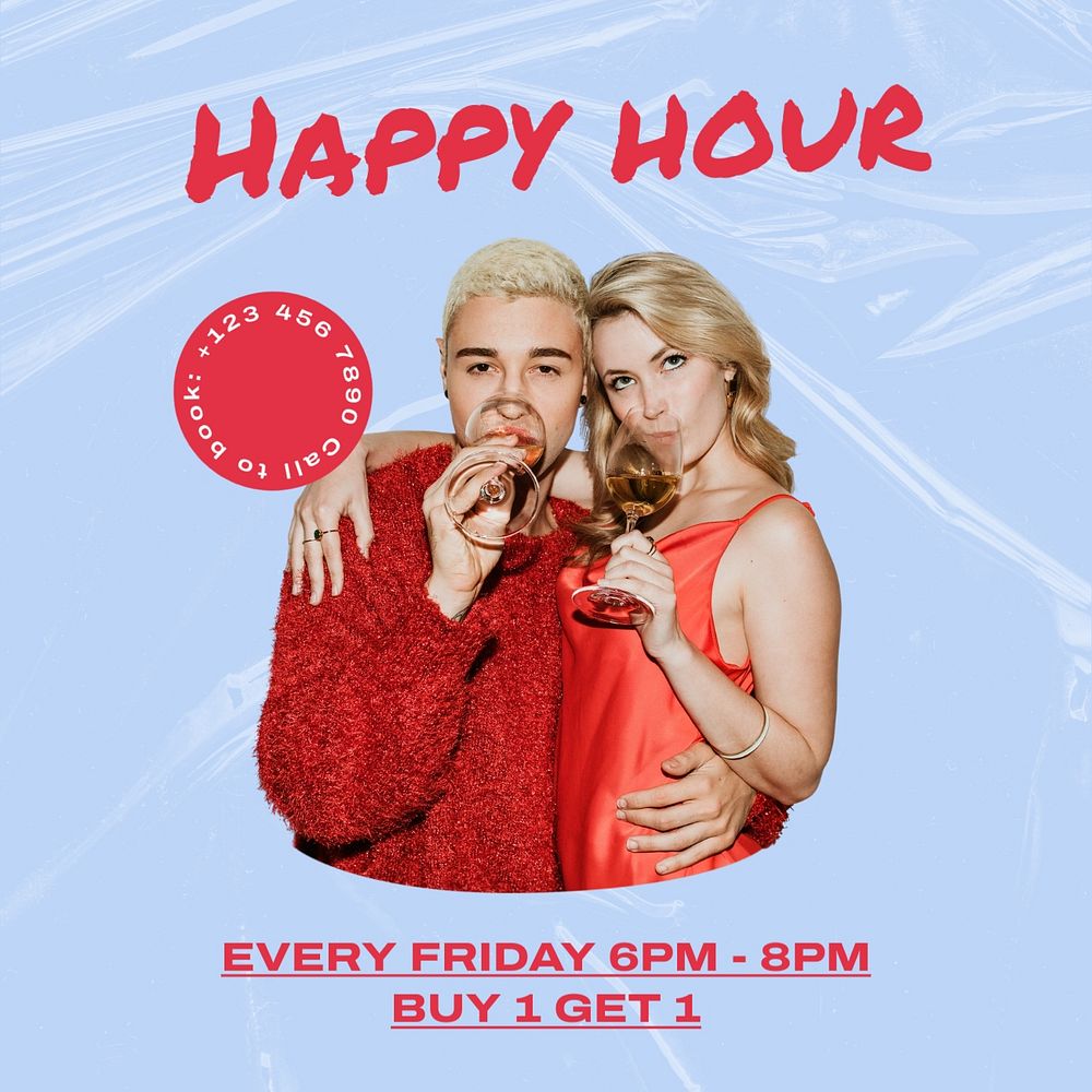 Beer happy hour Instagram post template, editable design