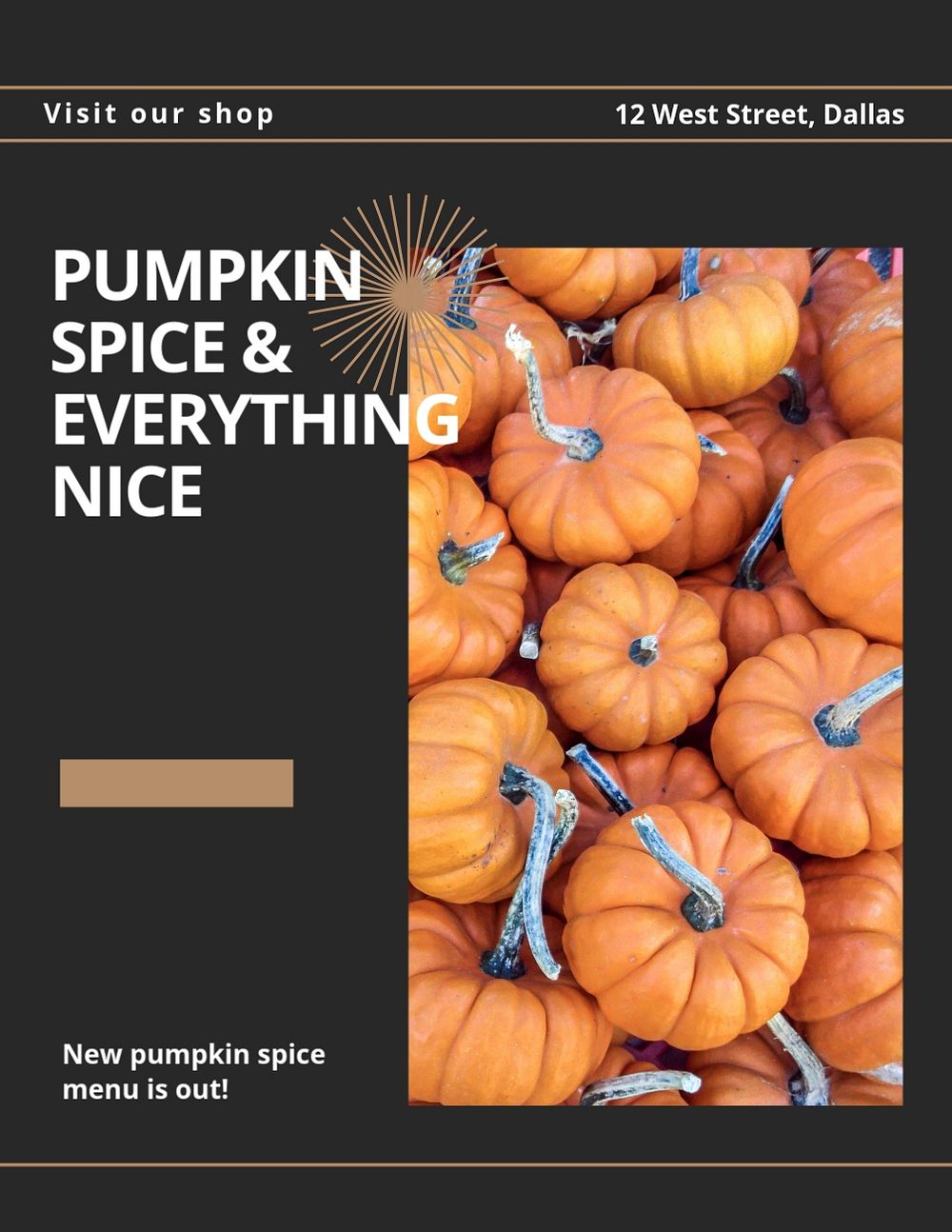 Pumpkin spice menu flyer template, editable text & design