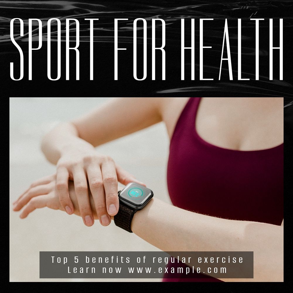 Sport for health Instagram post template, editable design