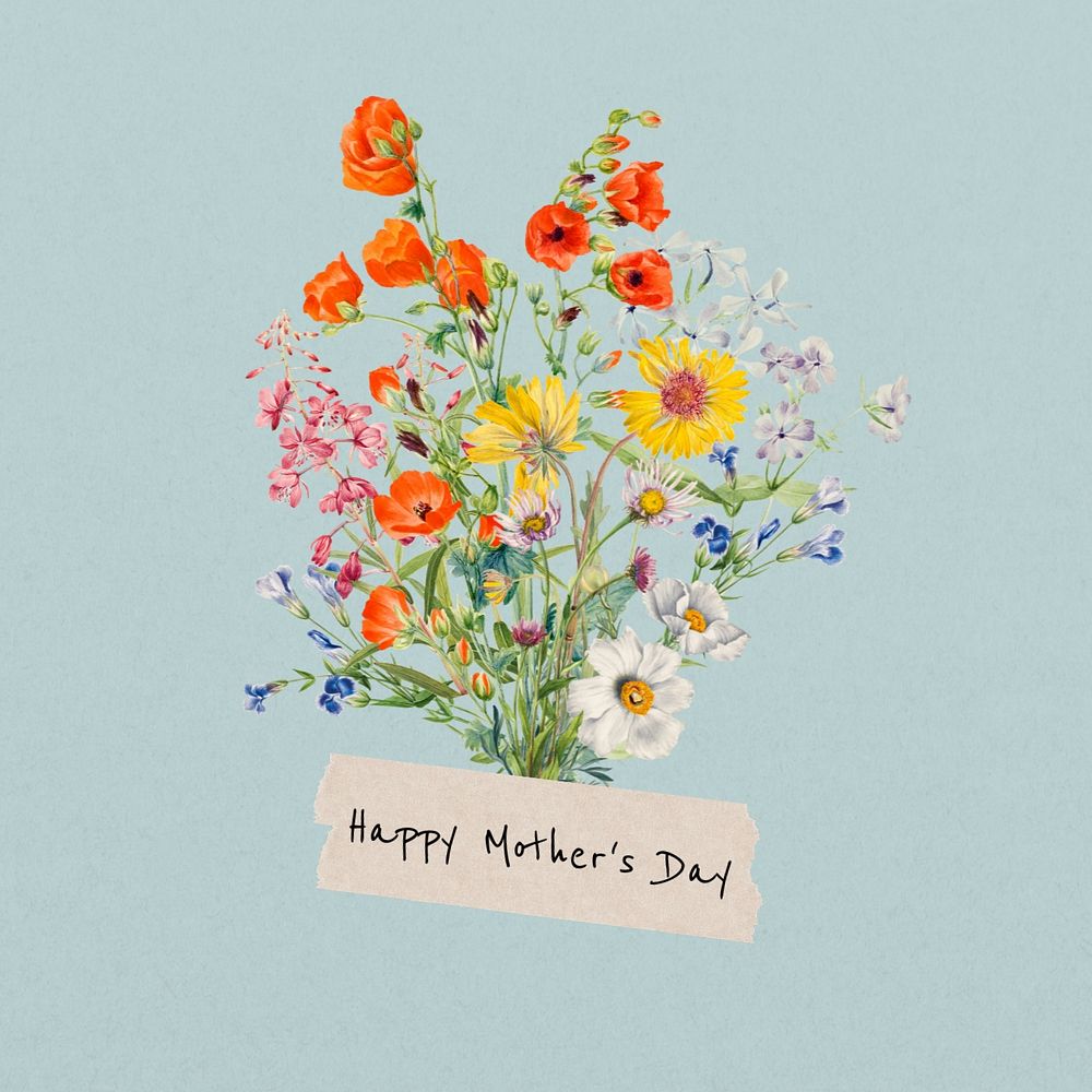 Happy Mother's Day greeting, aesthetic flower bouquet collage art, editable design