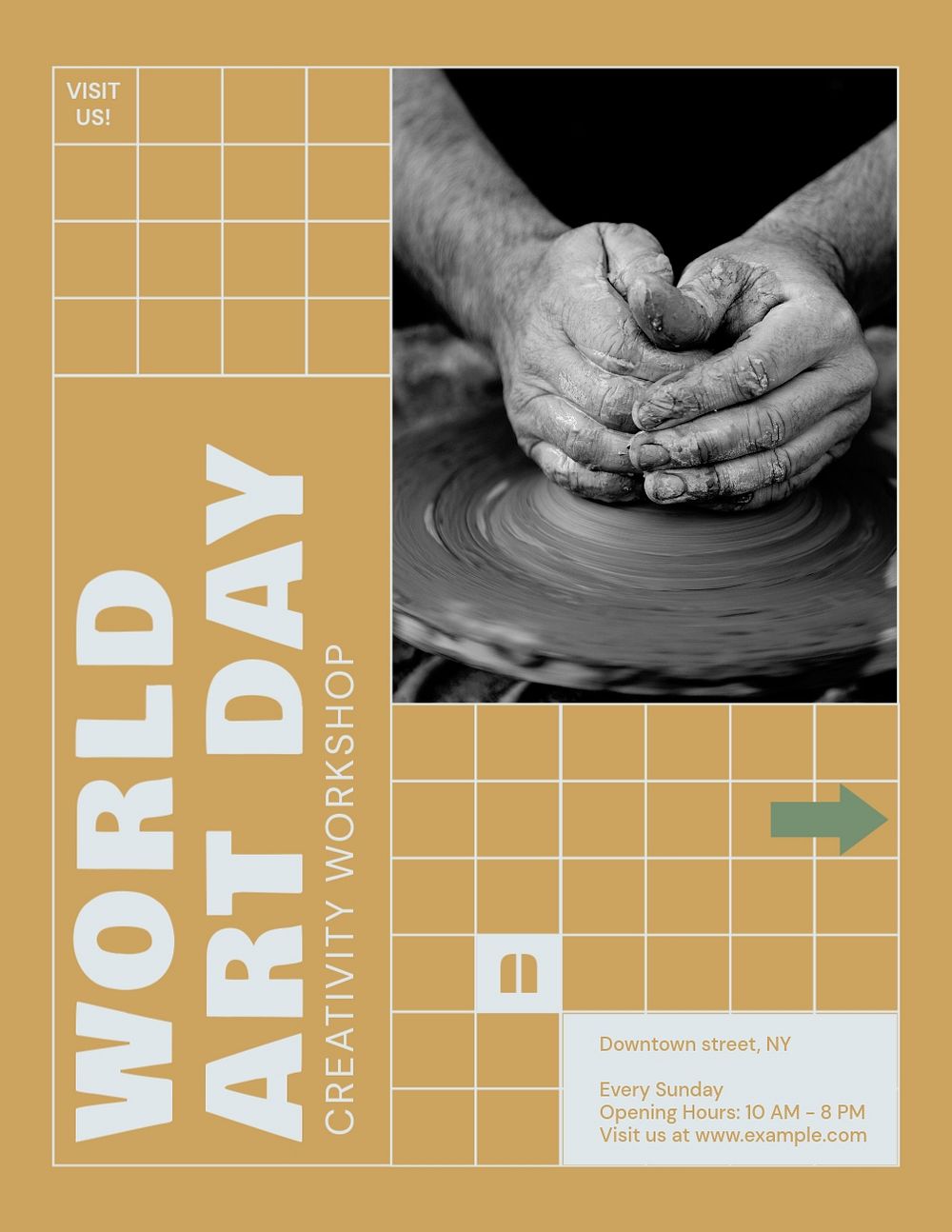 World art day flyer template, editable text