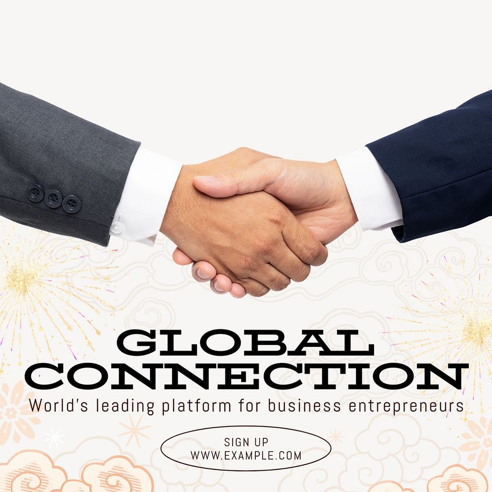 Global connection Instagram post template, editable text