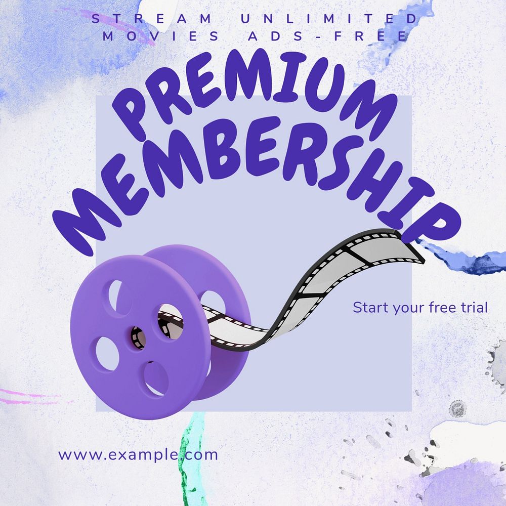 Premium membership Instagram post template, editable text