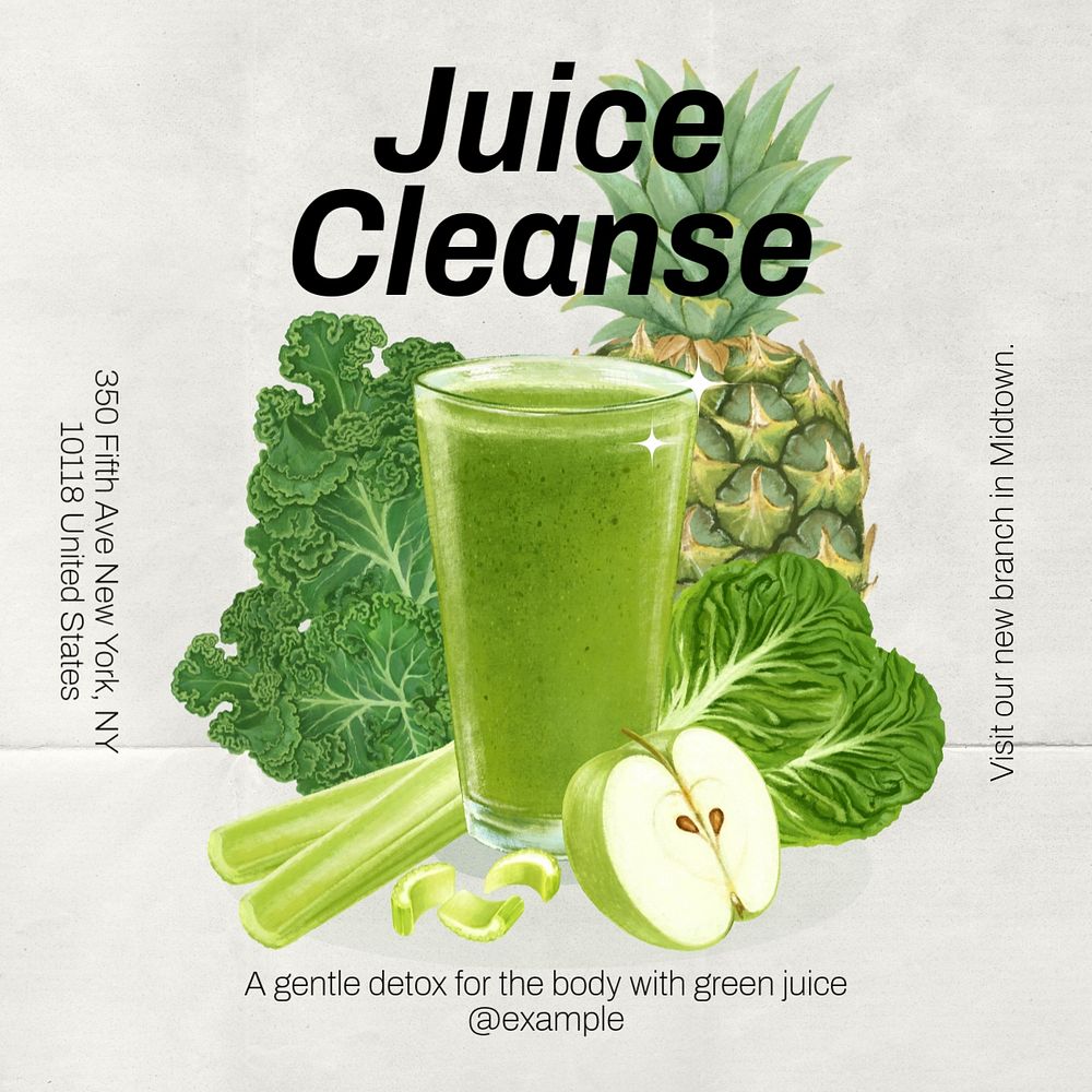 Juice cleanse Facebook post template, editable design