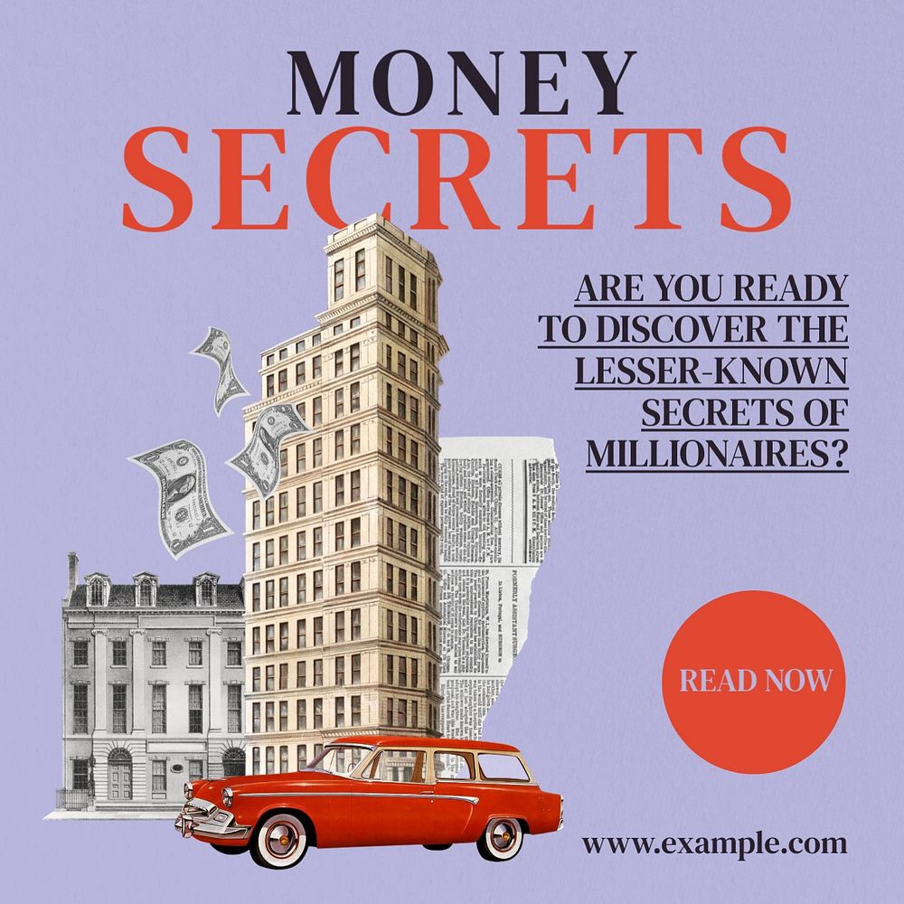 Money secrets Instagram post template, editable text