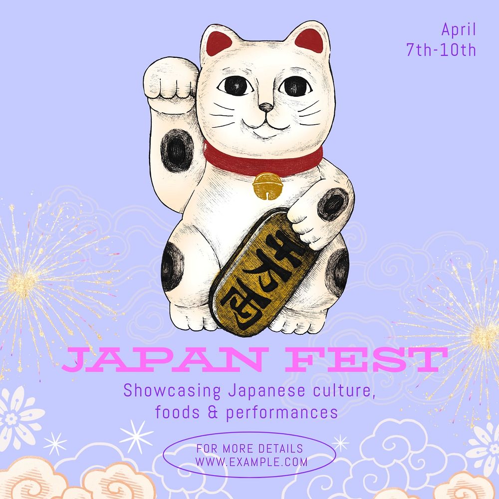 Japan festival Instagram post template, editable text