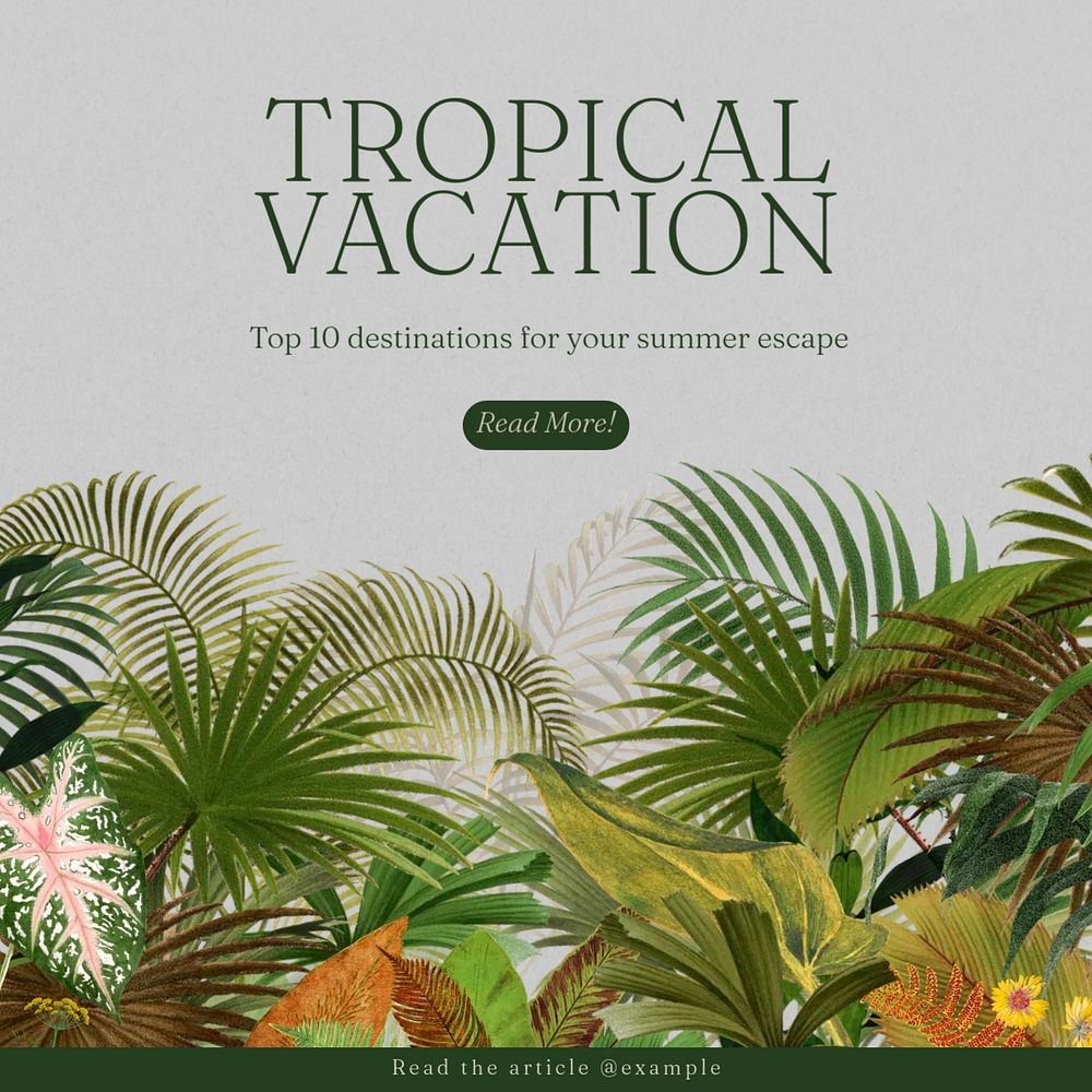 Tropical vacation Instagram post template, editable design 