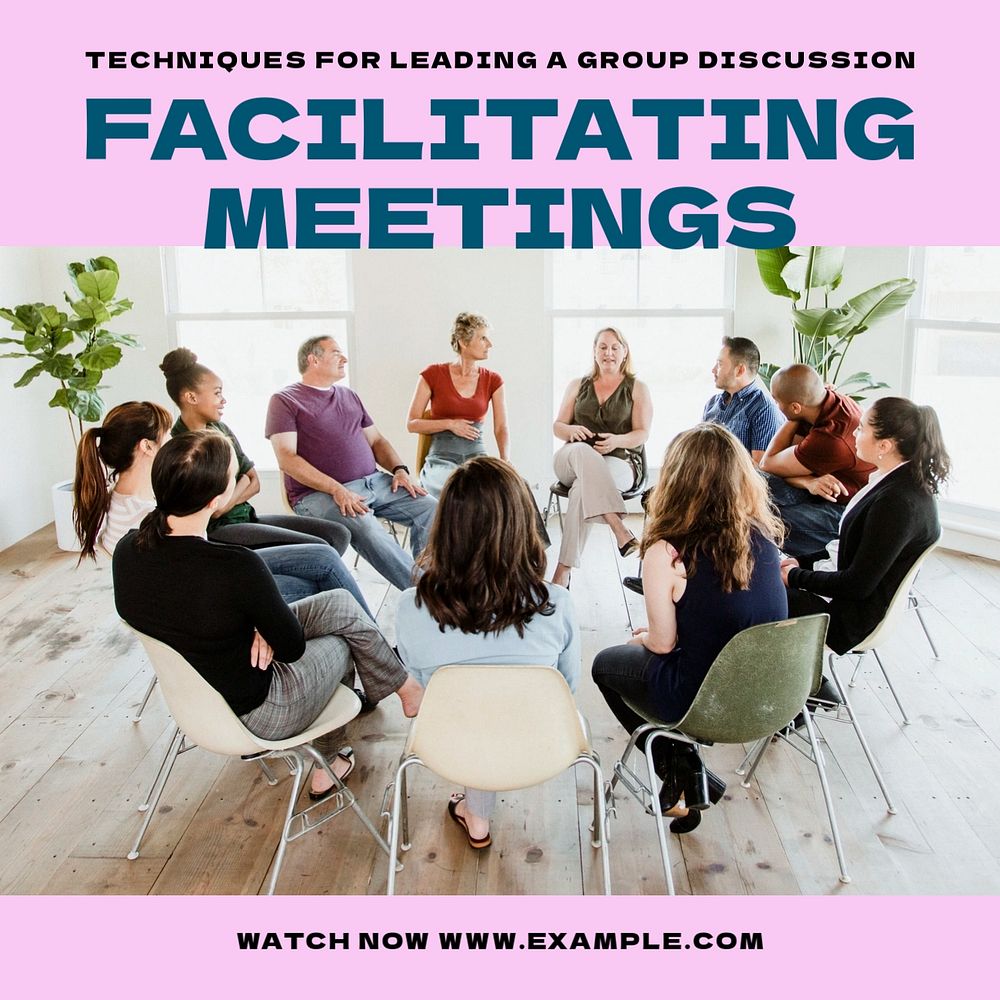 Facilitating meetings Instagram post template, editable design