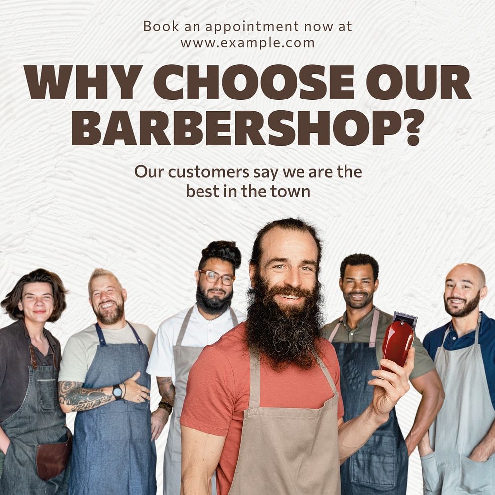 Barbershop Instagram post template, editable text