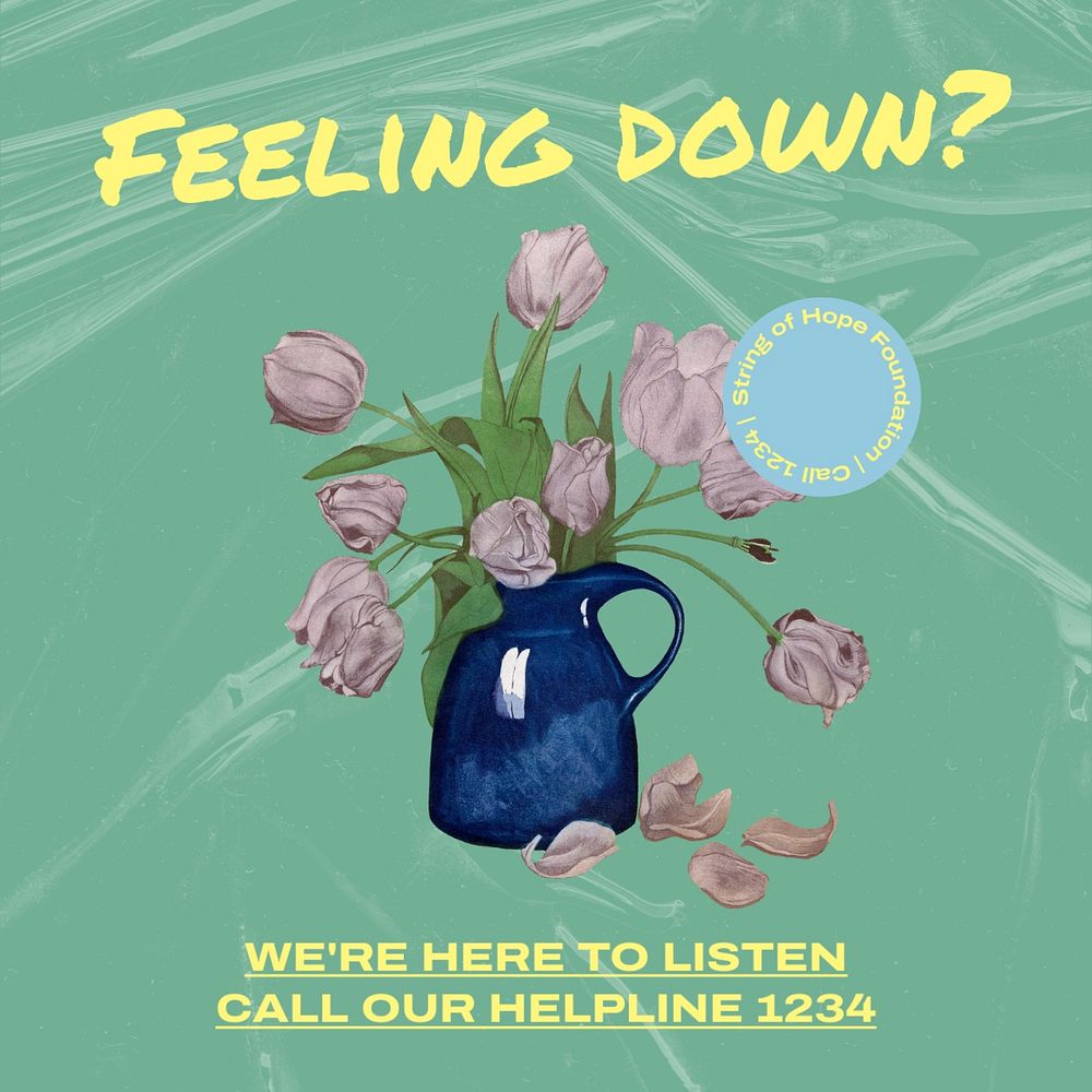 Feeling down Instagram post template, editable design