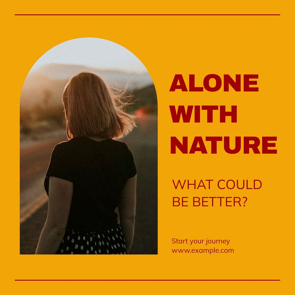 Alone with nature Instagram post template, editable design