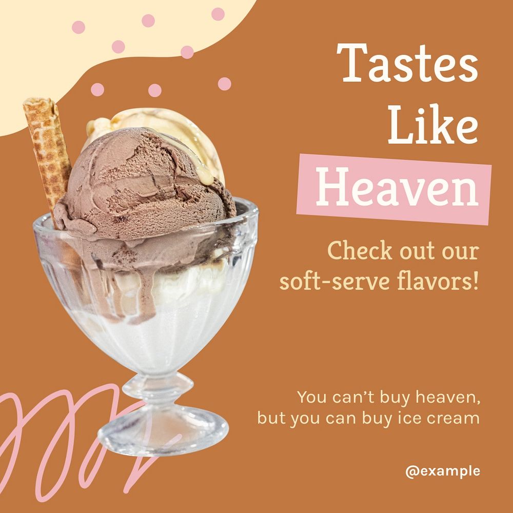 Ice-cream shop Instagram post template, editable design