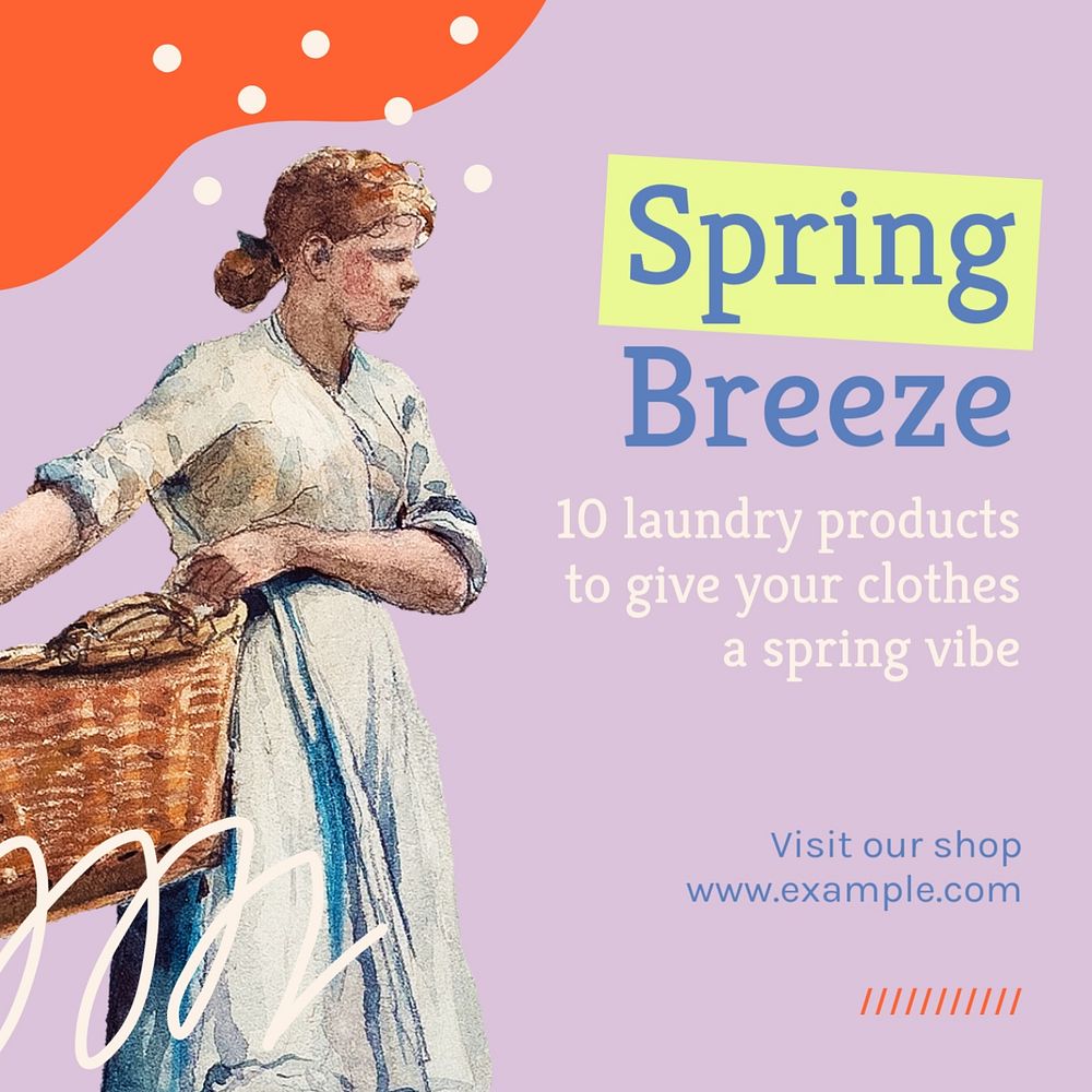 Laundry products Instagram post template, editable design