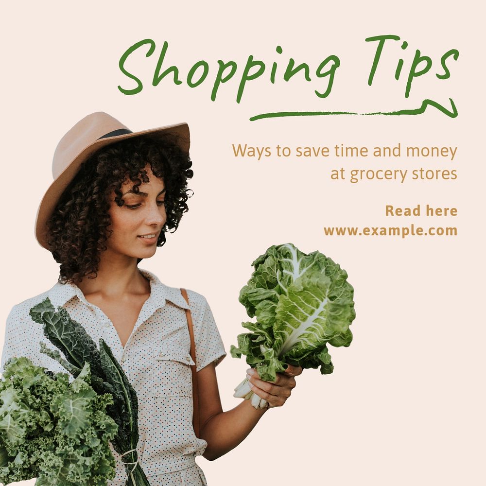 Shopping tips Instagram post template, editable text