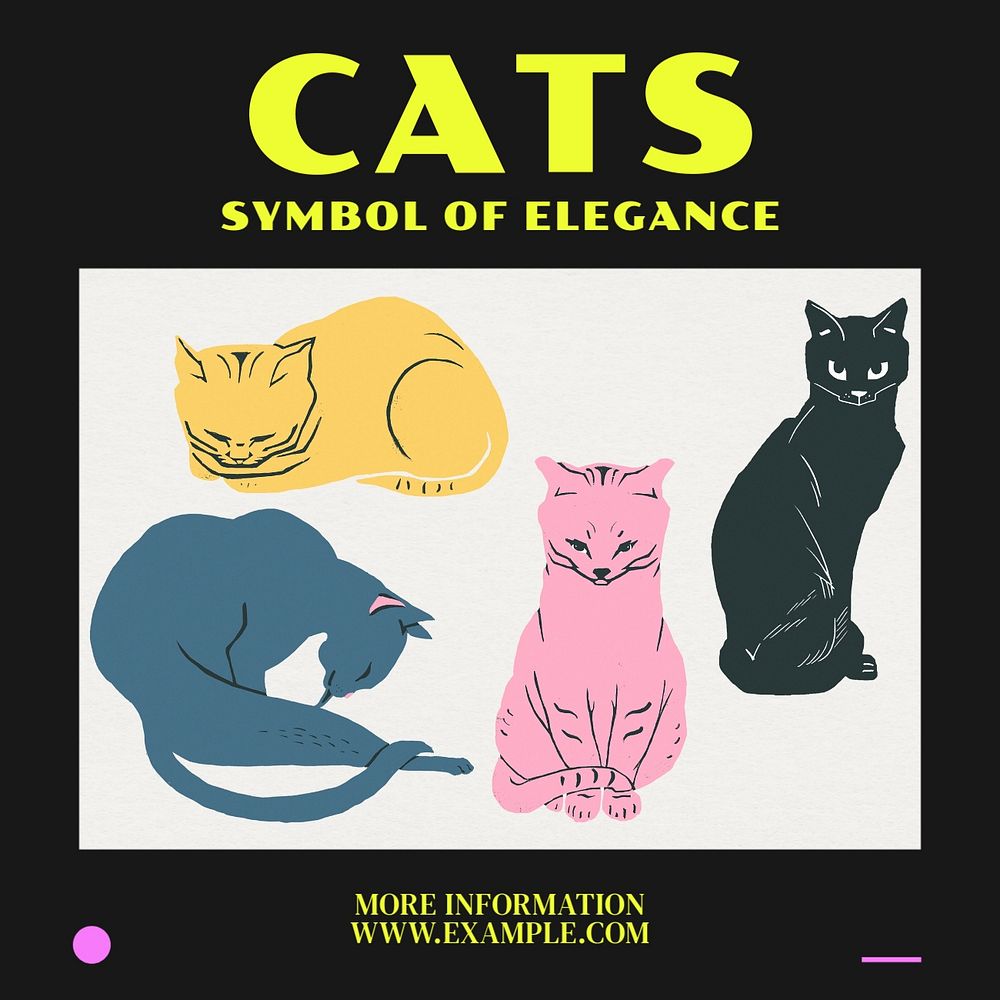 Cats Instagram post template, editable design