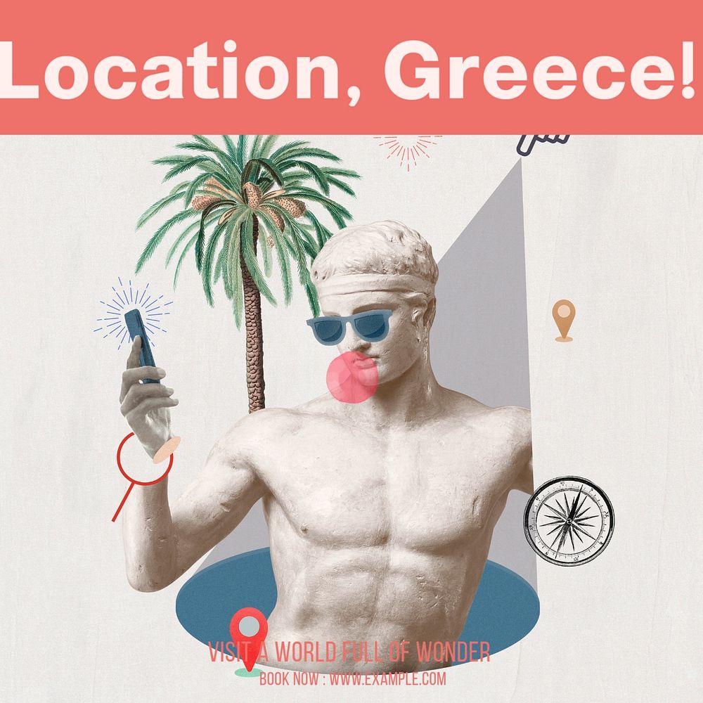 Greece holiday Instagram post template, editable design