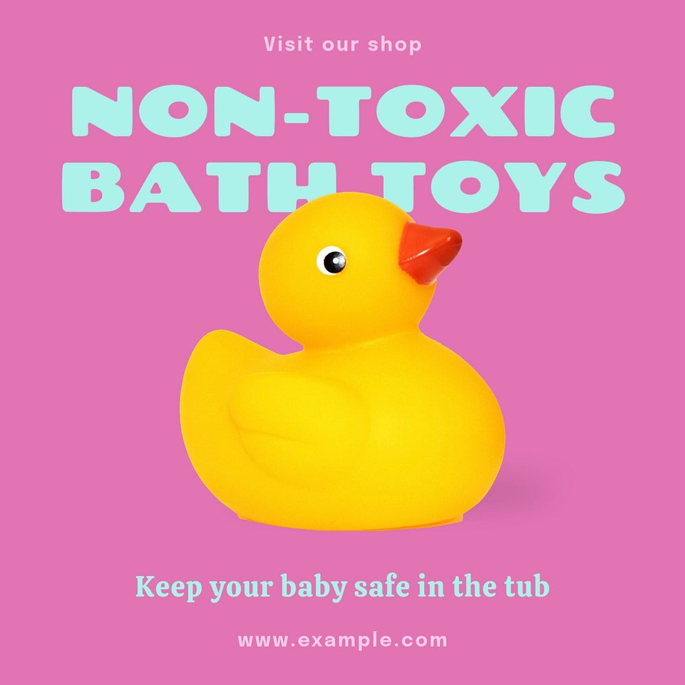 Non-toxic bath toys Instagram post template, editable design