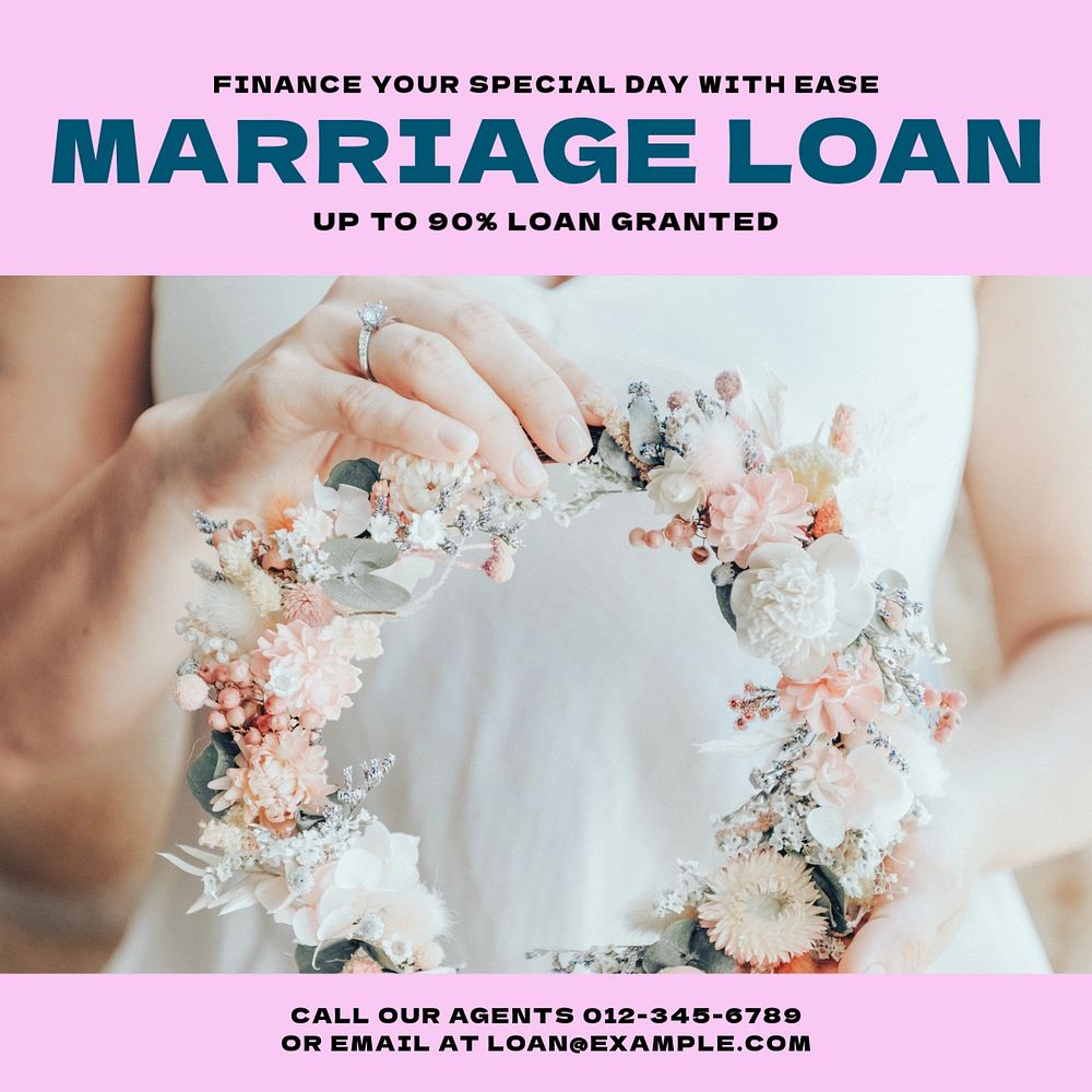 Marriage loan Instagram post template, editable design