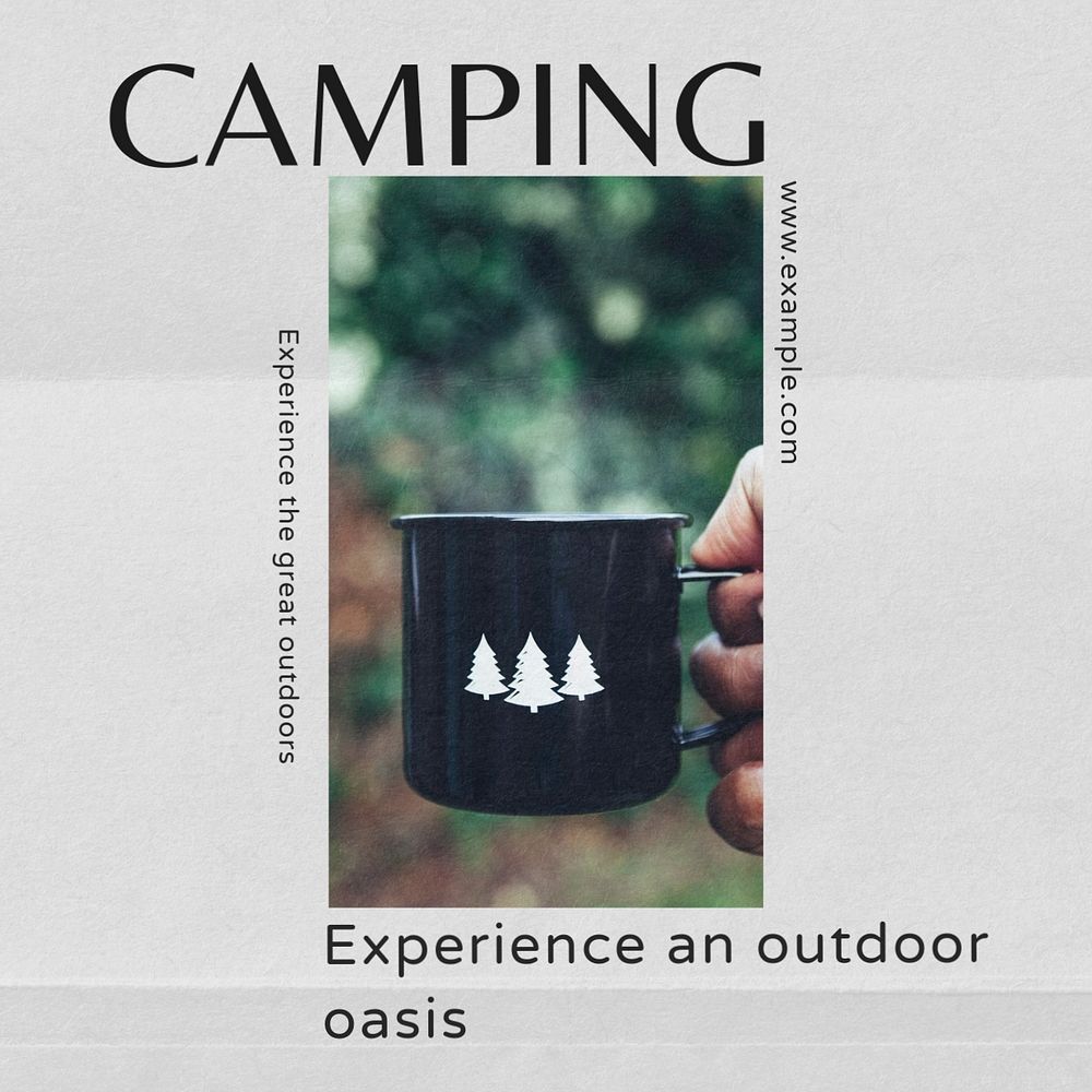 Camping Instagram post template, editable text